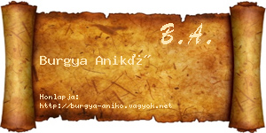 Burgya Anikó névjegykártya